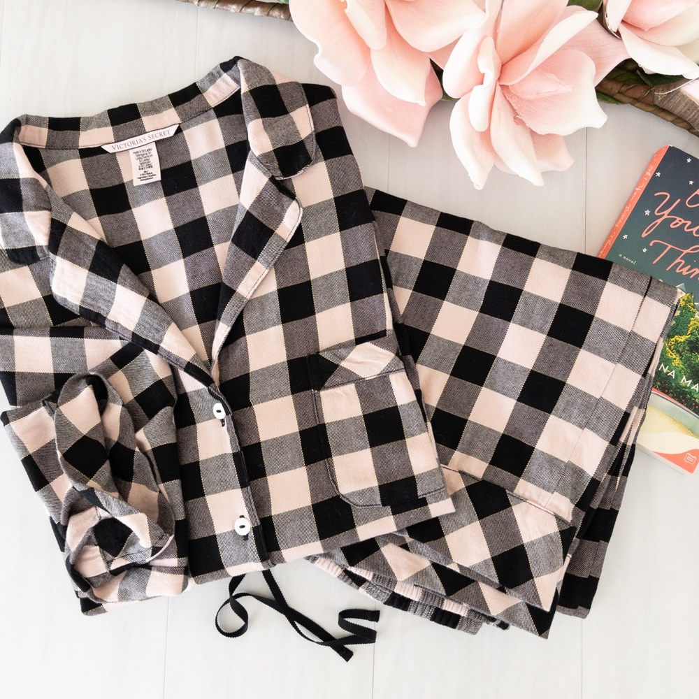 Victoria’s Secret • The Flannel PJ /Pink and Black Shimmer Check